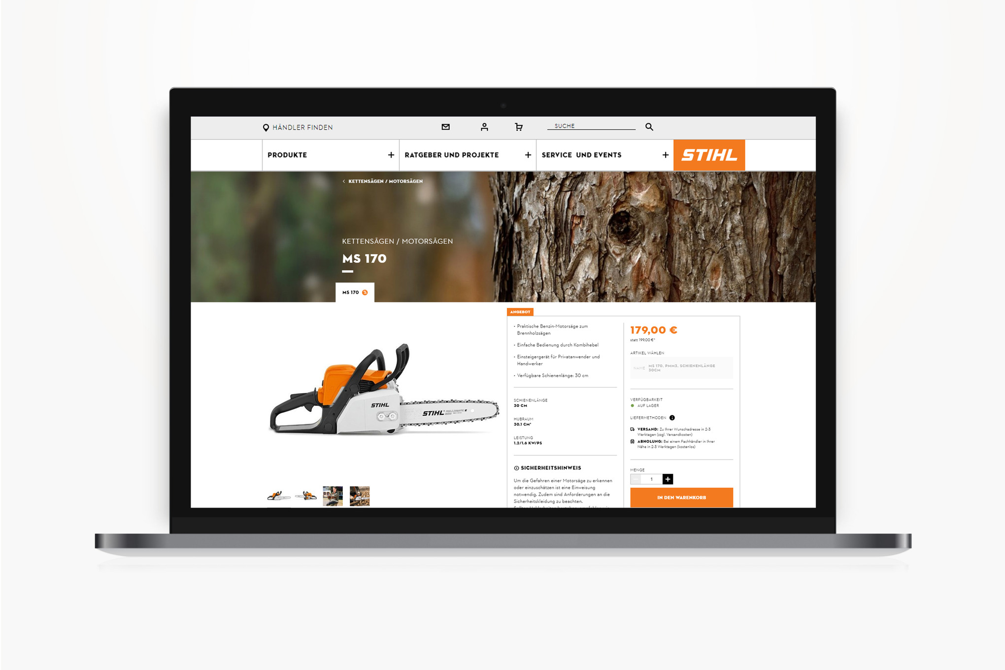 The new STIHL website includes an online store as well as comprehensive information about gardening and STIHL products.